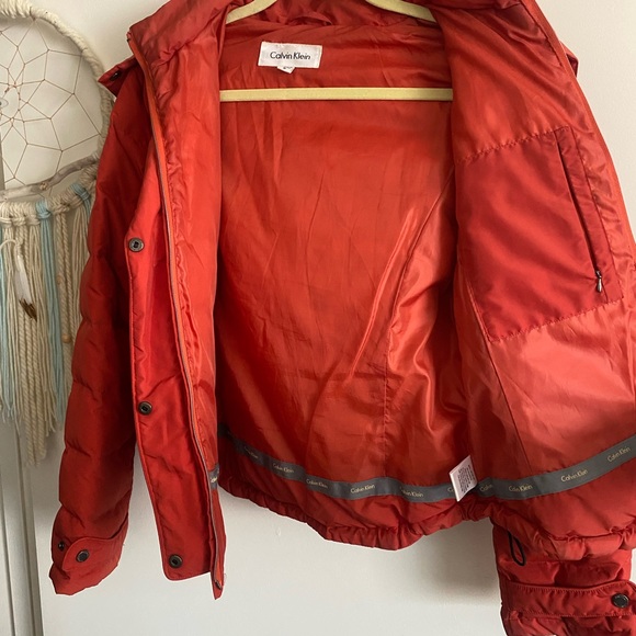 CALVIN KLEIN WINTER PUFFER JACKET | Size Med. | Rust Orange | winter coat | fur - Picture 5 of 8